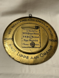 Herinnerings bordje huwelijk Prinses Juliana en Prins Bernard 1937