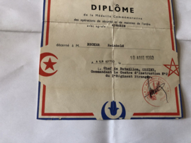 Diplome Commemorative  Afrique du Nord