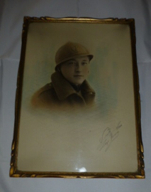 Ingelijst portret Belgische soldaat  1934