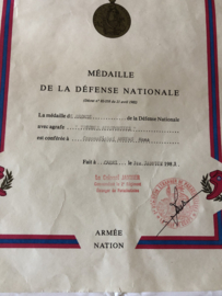 Diplome de la medaille Defense Nationale 1983