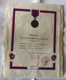 Diplome de la medaille Defense Nationale 1983