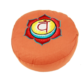 Meditatiekussen met geborduurd symbool Chakra 2