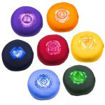 Meditatiekussen met geborduurd symbool Chakra set van 7