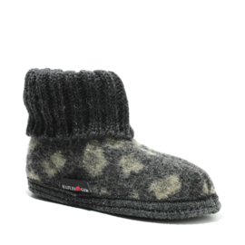 HAFLINGER PANTOFFEL LEOPARD - GRAPHIT