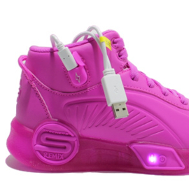 SKECHERS S-LIGHTS REMIX SNEAKER - HOT PINK