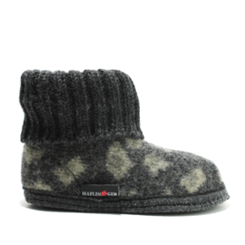 HAFLINGER PANTOFFEL LEOPARD - GRAPHIT