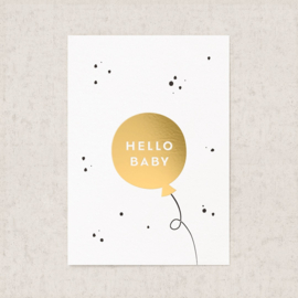 Kaart A6 Goudfolie| HELLO BABY BALLON