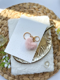 Sleutelhanger Fluffy Hartje | roze