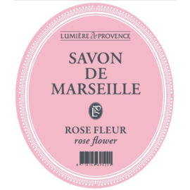 SAVON DE MARSEILLE ROSE MET ROZENBLAADJES.