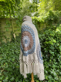 HAAKPAKKET PONCHO IBIZA BLUE.