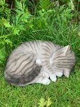 Katten beelden grijze kat slapend van H&H 12x28x20 cm