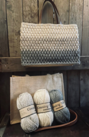 *HAAKPAKKET TAS ´ALPINE VILT OF JUTE