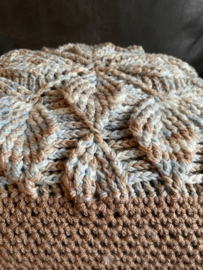 KUSSEN 3D BLAD/MOTIEF BLAUW/WIT/BRUIN-HAAKPAKKET