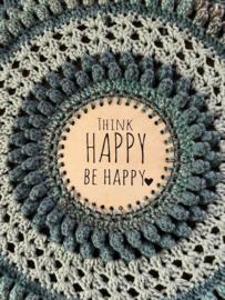 *MANDALA/DROMENVANGER MET TEKST 'THINK HAPPY BE HAPPY' 80 CM- KANT & KLAAR!