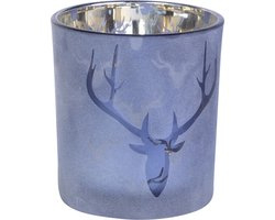 PTMD Christmas behave gray glass tealight deer head m