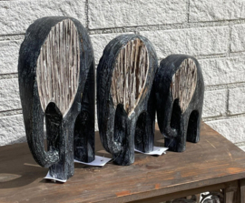 set van 3 houten olifanten 29cm 24cm 20cm