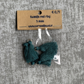 (KWASTJES) TASSELS MET METALEN RINGETJE. (5 STUKS)