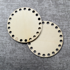 HOUTEN RONDJES DIAMETER 10 CM - 21 GATEN (2 STUKS)