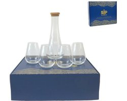 SIP WELL - SET KARAF MET 4 GLAZEN - TRANSPARANT - 27 CM.