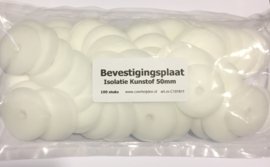 Bevestigingsplaat isolatie  kunstof 50mm. 100 stuks