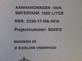 1TH 904915 Aanhangwagen 15kN, Watertank 1200 liter