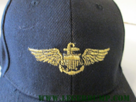 Baseball cap Navy Pilot zwart goud