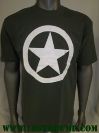 T-shirt  Groen met grote witte ster  WW-II