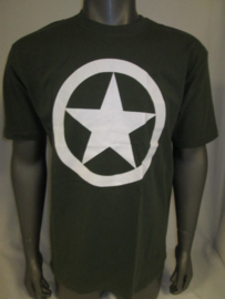 T-shirt  Groen met grote witte ster  WW-II