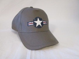 Baseball cap grijs met blauw / wit / rood en witte ster