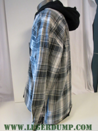 Thermo overhemd zwart/wit met fleece voering en capuchon