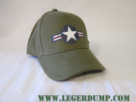 Baseball cap  groen met blauw/wit/rood en witte ster