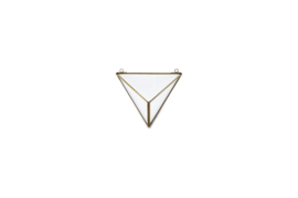 Wandvaas glas driehoek- antiek messing