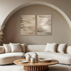 Wanddecoratie 3D | 2 luik Clay - bruin