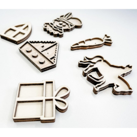 Houten tray set sint