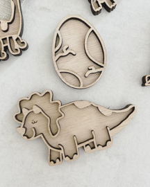 Houten tray set dino