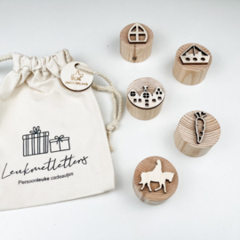Houten stempelset Sint