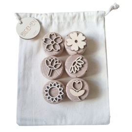 Houten stempelset bloemen