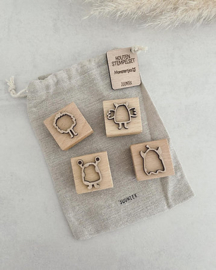 Houten stempelset monstertjes