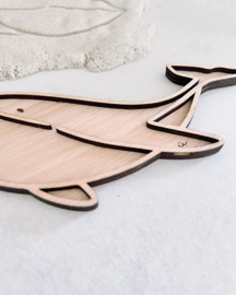 Houten tray walvis