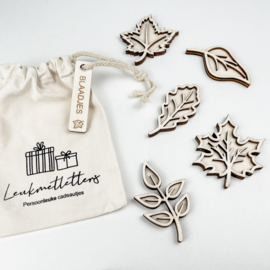 Houten stempelset blaadjes