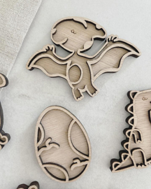 Houten tray set dino