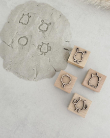 Houten stempelset monstertjes