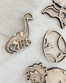 Houten tray set dino