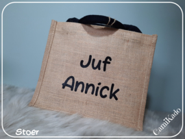 Jute shopper mini met opdruk