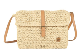 Naturel gevlochten damestas crossbody Veluwe