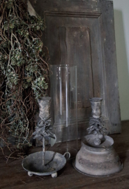 DENNENAPPEL KANDELAAR MET GLAS