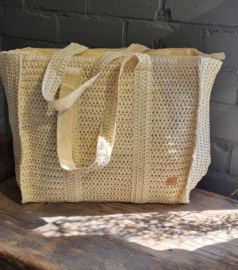 Naturel gevlochten shopper strandtas Veere