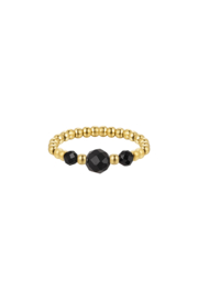 Ring | Elastic bead | Goud/zwart
