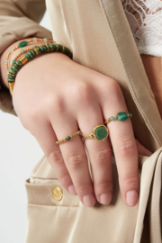 Ring | Elastic bead | Green naturel stone