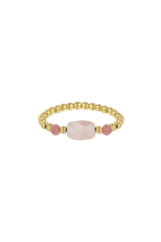 Ring | Elastic bead | Roze naturel stone